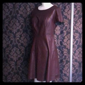 Burgundy pleather dress.